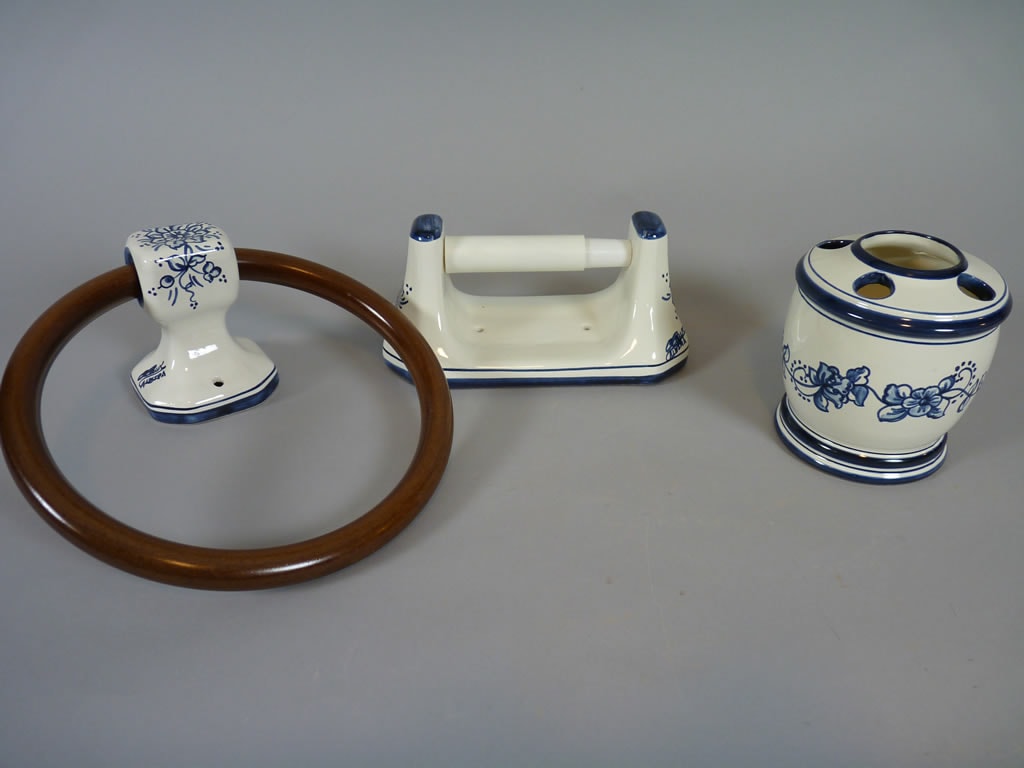 Juego de accesorios de baño azul de 4 piezas, juego de baño de cerámica  para decoración de baño, accesorios para baños, accesorios de baño azules  con